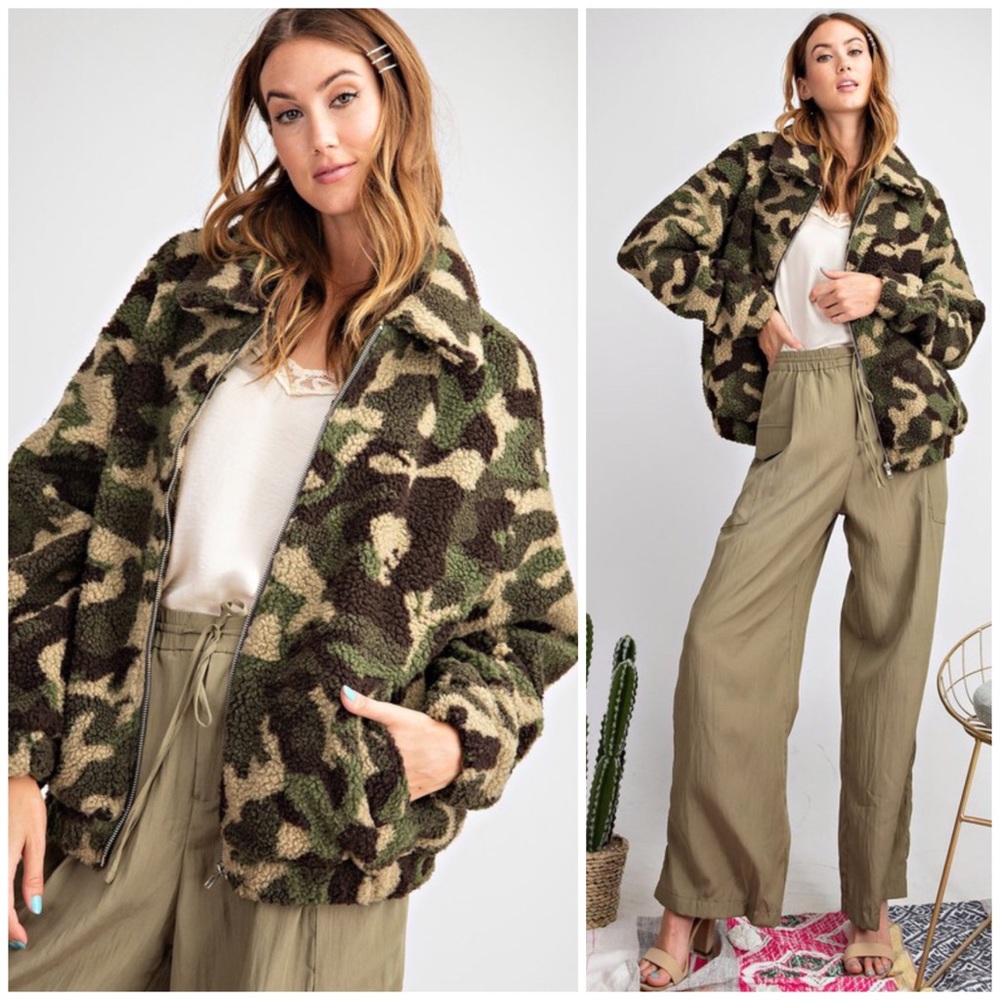 ❄️LAST1️⃣//OLIVE MILITARY SHERPA TEDDY BEAR JACKET